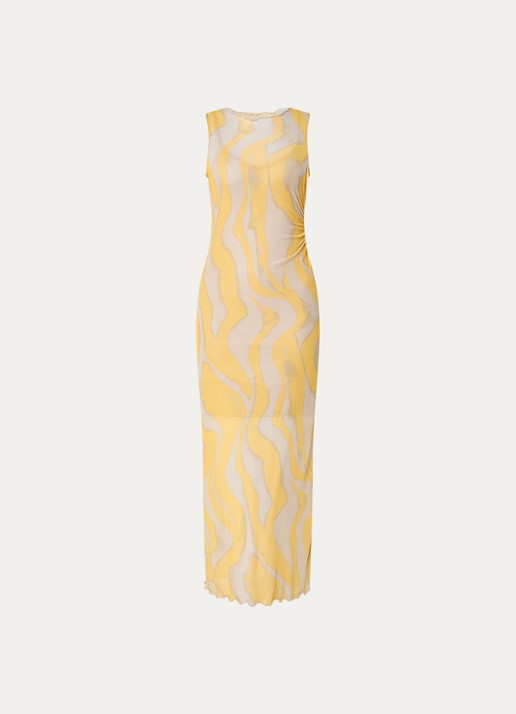 ROUGE EDIT Rousally midi jurk met print - voorkant 3 geel
