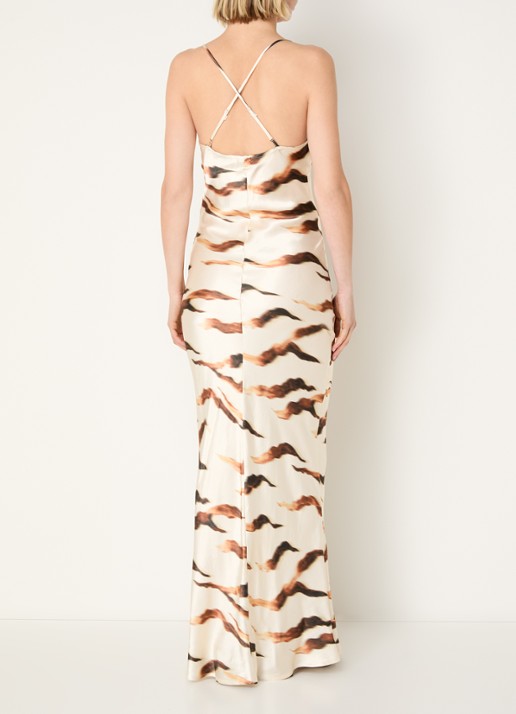 ROUGE EDIT Rousmillas maxi jurk met zebraprint - voorkant 2 creme