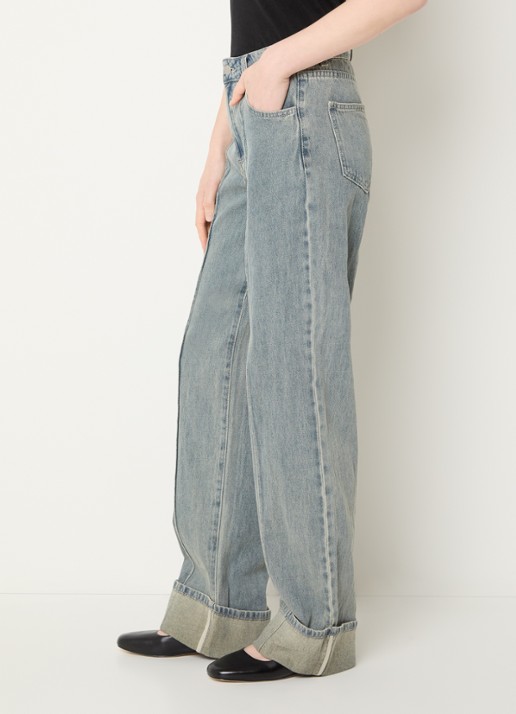 ROUGE EDIT Rouvivian high waist straight leg jeans met steekzakken - detail 2 lichtblauw