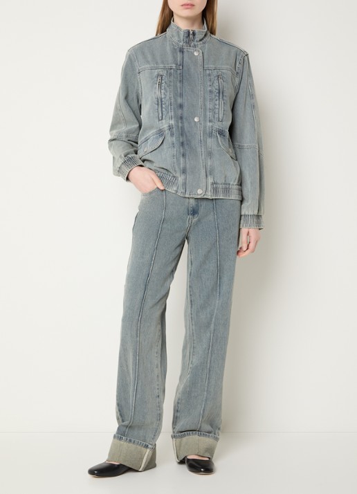ROUGE EDIT Rouvivian high waist straight leg jeans met steekzakken - voorkant 5 lichtblauw