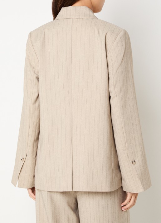 ROUGE EDIT Saga blazer met krijtstreep en steekzakken - achterkant beige