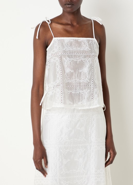 ROUGE EDIT Semi-transparante top met broderie