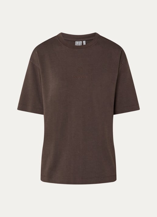 ROUGE EDIT Sophie T-shirt met logoborduring - voorkant 3 bruin