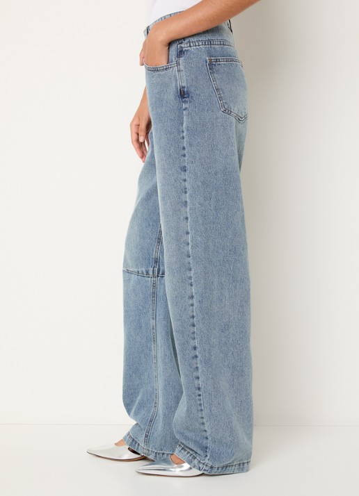 ROUGE EDIT Tiana high waist straight fit jeans met lichte wassing - detail 5 indigo