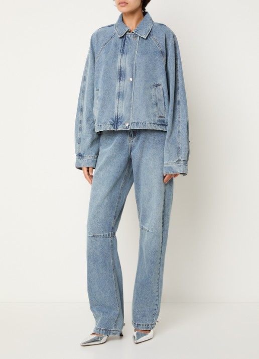 ROUGE EDIT Tiana high waist straight fit jeans met lichte wassing - voorkant 2 indigo