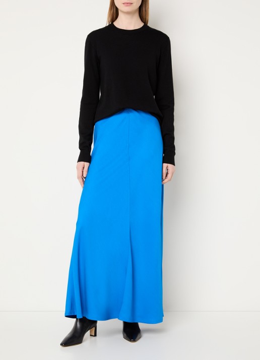 ROUGE EDIT Violetta maxi rok met elastische band - voorkant 2 blauw