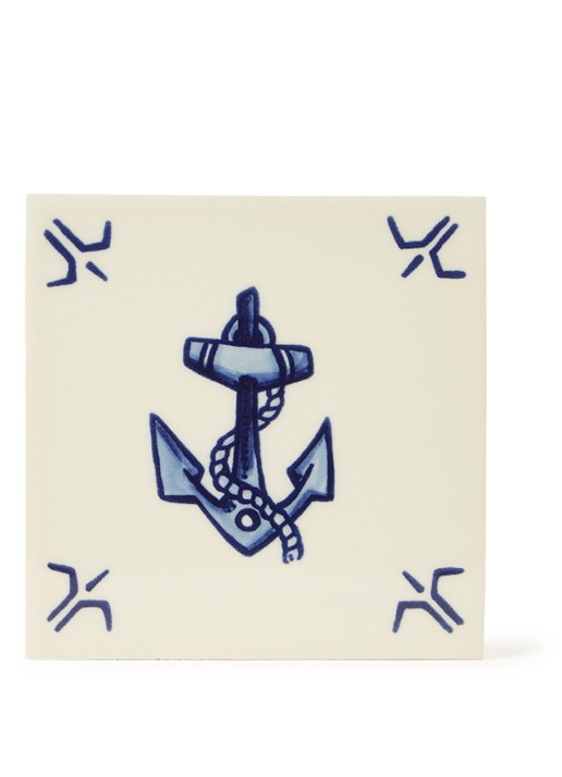 Royal Delft Schiffmacher Royal Blue Tattoo, Hope wandtegel 13 x 13 cm - voorkant blauw