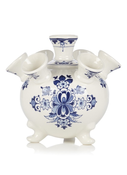 Royal Delft Tulpenvaas voor 7 tulpen - voorkant blauw