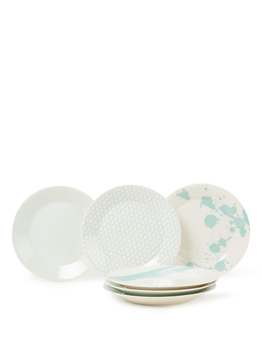Royal Doulton Pacific Mint ontbijtbord 23 cm set van 6 - voorkant 2 mint