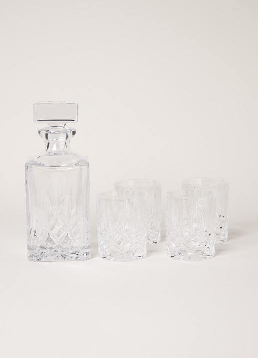 Royal Doulton Whiskey karaf met glazen set van 5 - voorkant 2 transparant
