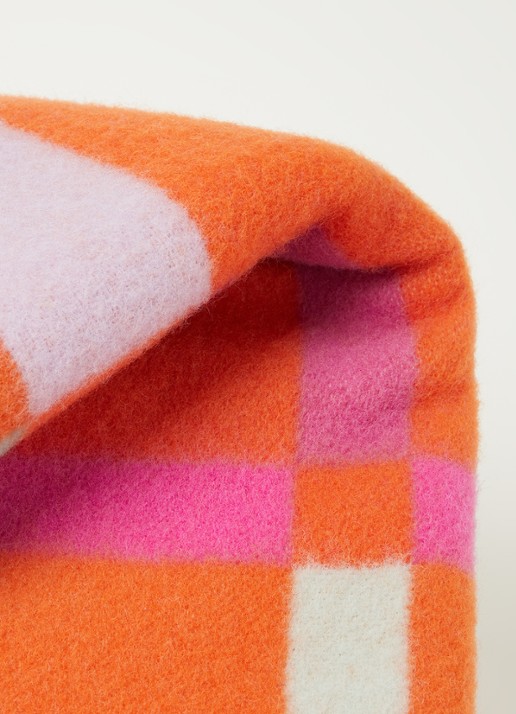 Røros Tweed City plaid van wol 135 x 200 cm - detail oranje
