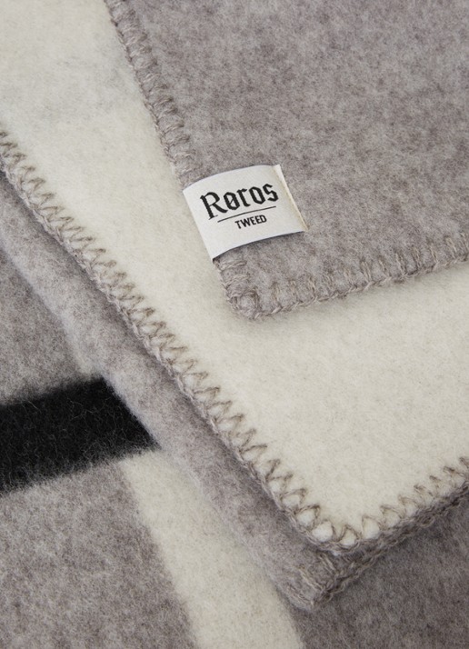 Røros Tweed Knut plaid van lamswol 200 x 135 cm - detail lichtgrijs