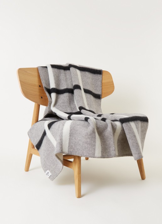 Røros Tweed Knut plaid van lamswol 200 x 135 cm - voorkant 3 lichtgrijs