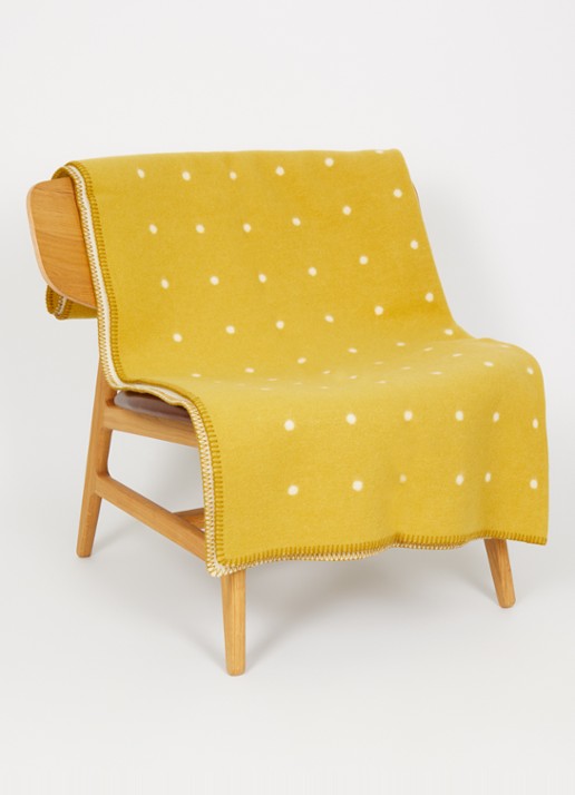 Røros Tweed Pastille plaid van scheerwol 135 x 200 cm - voorkant 2 mosterd