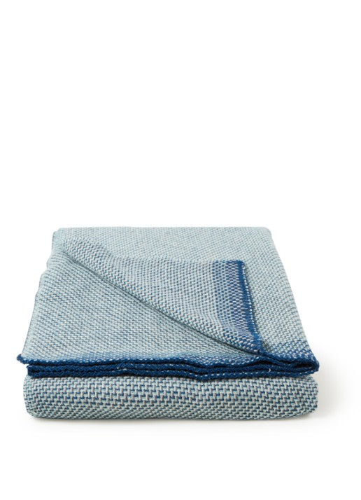 Røros Tweed Una plaid van lamswol 150 x 200 cm - voorkant 4 donkerblauw
