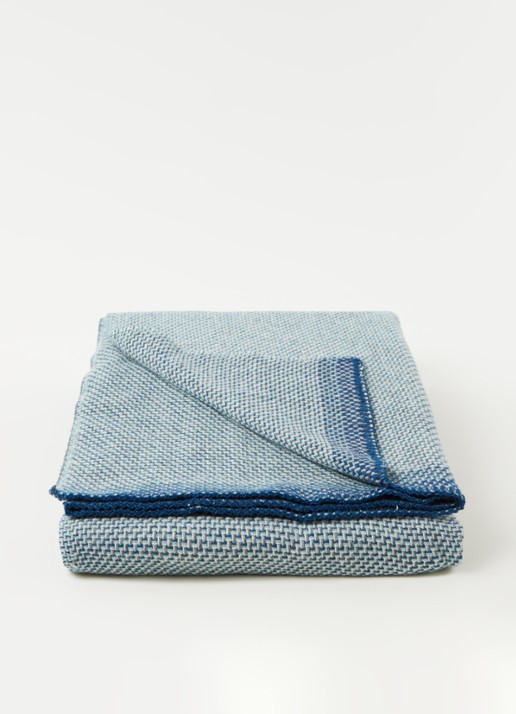 Røros Tweed Una plaid van lamswol 150 x 200 cm - voorkant 5 donkerblauw