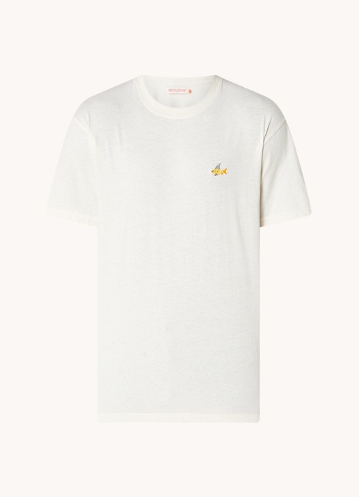 RVLT Revolution T-shirt met logoborduring - voorkant wit
