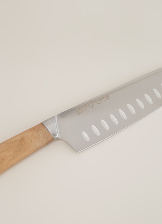 Sabatier Santokumes 17 cm - detail bruin