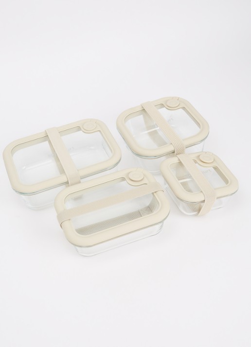 Safecourt Foodstorage vershouddoos set van 5 - voorkant 2 beige