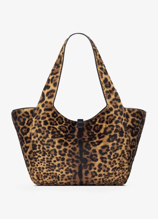 Saint Laurent Bea shopper van kalfsleer met ponyhair - detail 3 bruin