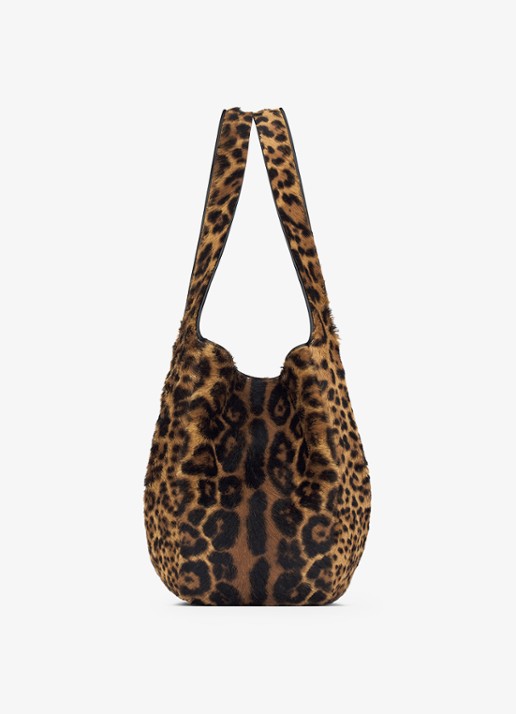Saint Laurent Bea shopper van kalfsleer met ponyhair - detail 4 bruin