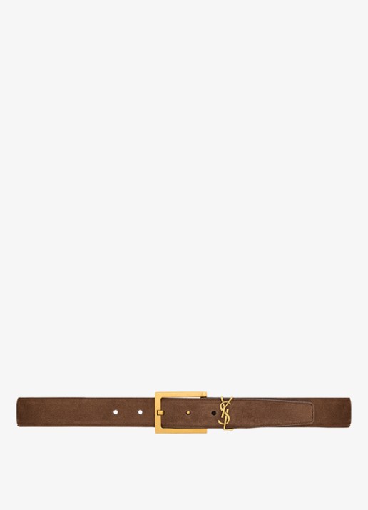 Saint Laurent Boucle Carree riem van kalfssuède