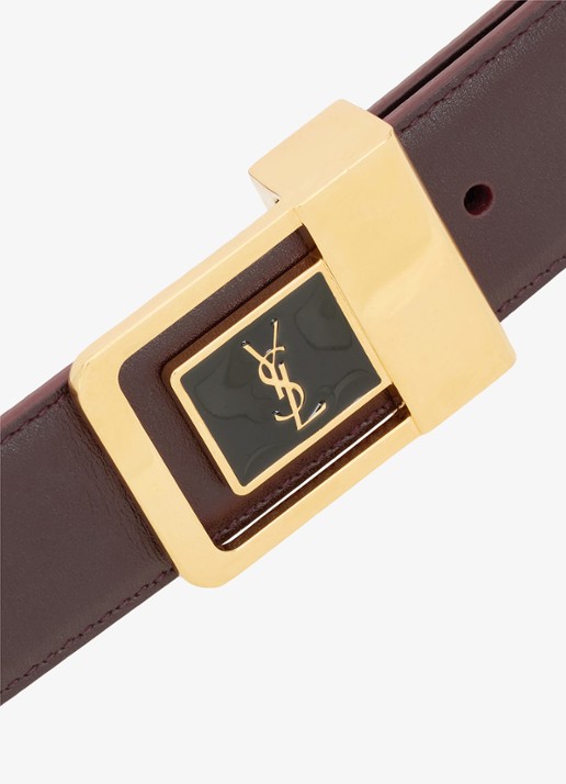 Saint Laurent Boucle La 66 riem van kalfsleer - detail 3 bruin