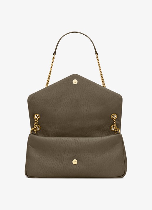 Saint Laurent Calypso Medium schoudertas van lamsleer - detail 3 bronsgroen