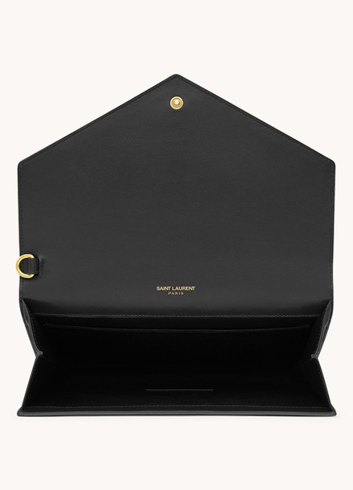 Saint Laurent Cassandre clutch van kalfsleer met crocostructuur - detail 3 zwart