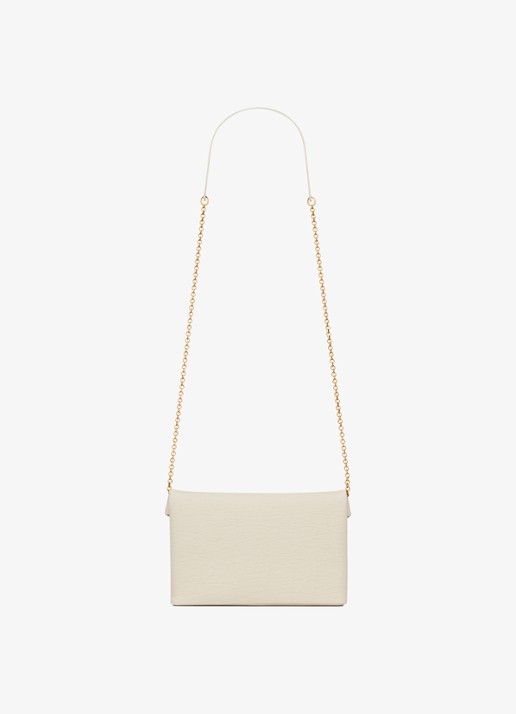 Saint Laurent Cassandre clutch van lamsleer met afneembare schouderriem - achterkant gebroken wit