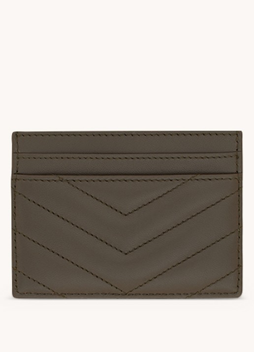 Saint Laurent Cassandre Matelassé pasjeshouder van quilted lamsleer - detail 2 bronsgroen