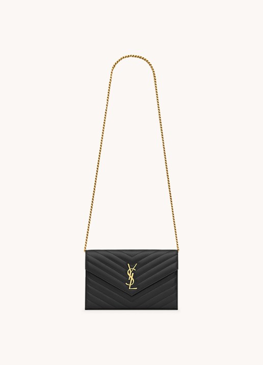 Saint Laurent Cassandre Matelassé portemonnee van lamsleer met schouderriem