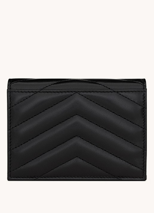 Saint Laurent Cassandre Matelassé portemonnee van quilted kalfsleer - detail zwart