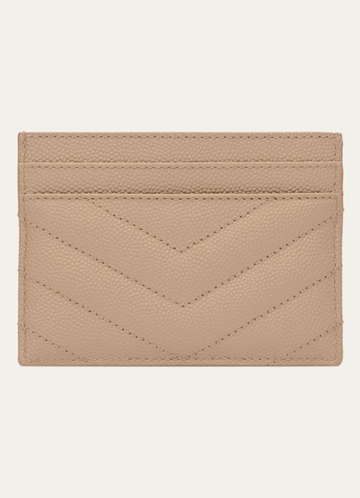 Saint Laurent Cassandre pasjeshouder van kalfsleer - detail beige