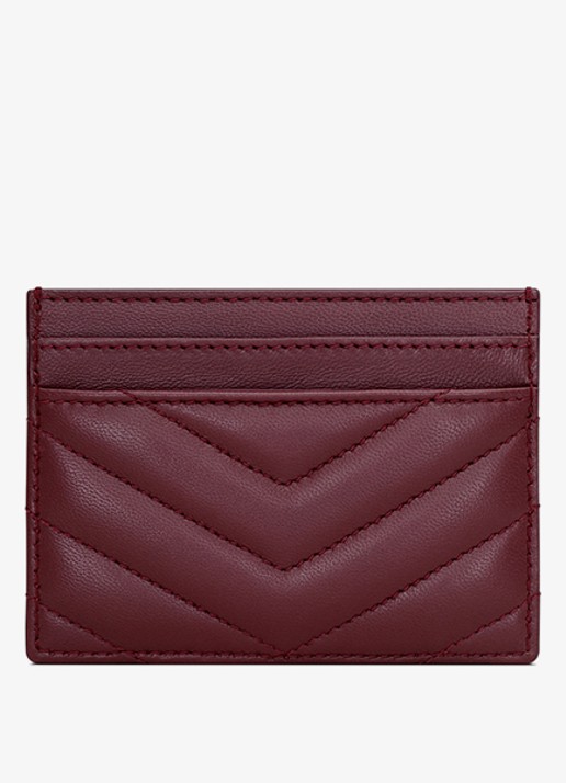Saint Laurent Cassandre pasjeshouder van lamsleer - achterkant bordeauxrood