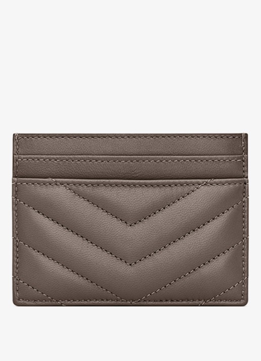 Saint Laurent Cassandre pasjeshouder van lamsleer - achterkant 2 taupe