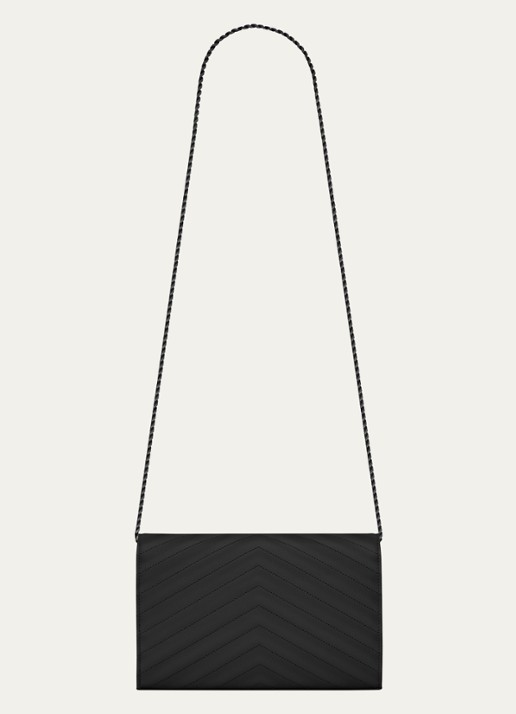 Saint Laurent Cassandre portemonnee van kalfsleer met afneembare schouderriem - detail 2 zwart