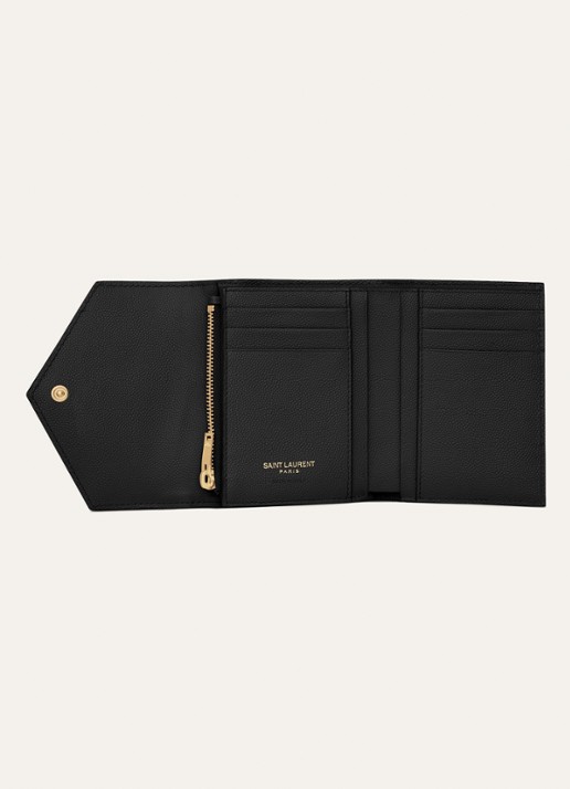 Saint Laurent Cassandre portemonnee van kalfsleer - detail 4 zwart