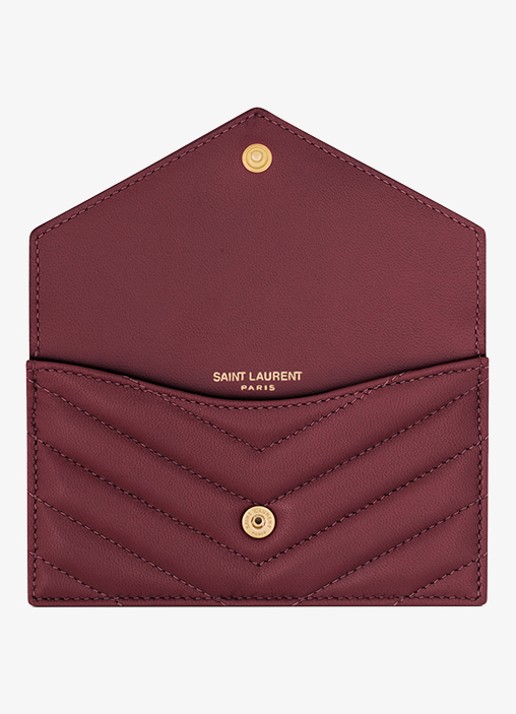 Saint Laurent Cassandre portemonnee van lamsleer - detail 3 bordeauxrood