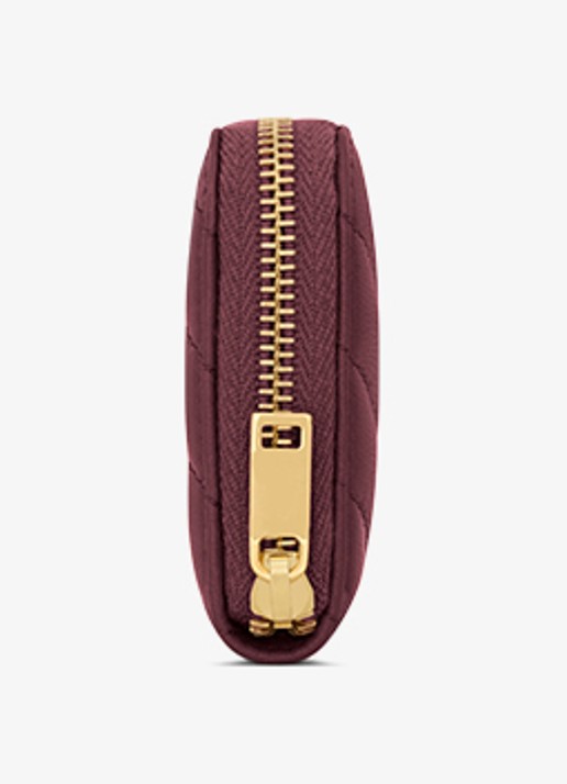 Saint Laurent Cassandre portemonnee van lamsleer - detail bordeauxrood
