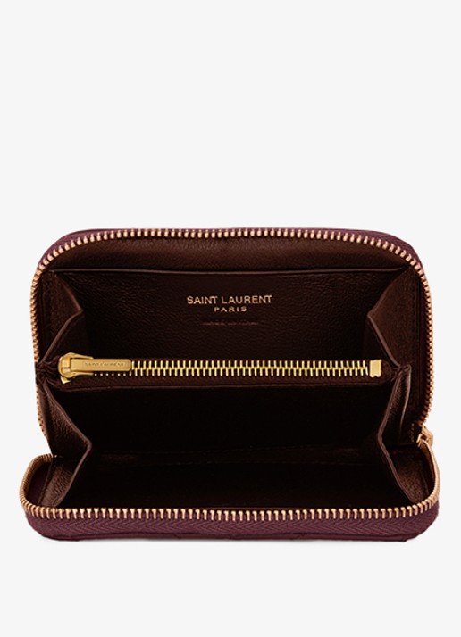 Saint Laurent Cassandre portemonnee van lamsleer - detail 2 bordeauxrood