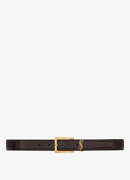 Saint Laurent Cassandre riem van kalfsleer - voorkant donkerbruin