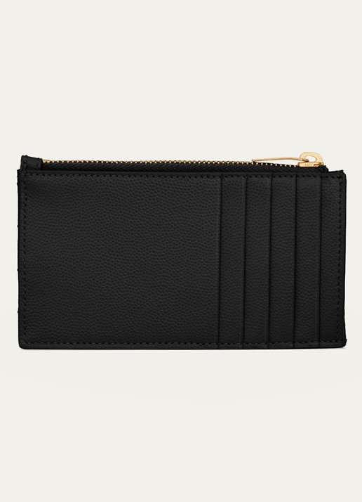 Saint Laurent Cassandre Zip Fragments pasjeshouder van kalfsleer - detail zwart