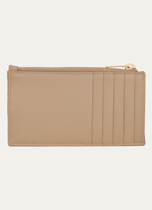 Saint Laurent Cassandre Zip Fragments pasjeshouder van kalfsleer - detail beige