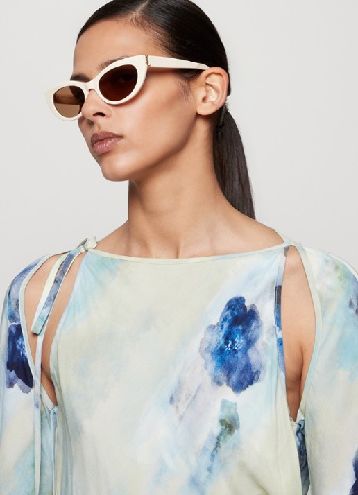 Saint Laurent Cat Eye zonnebril  SLM115 - voorkant 2 gebroken wit