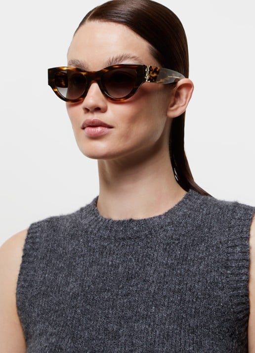 Saint Laurent Cat Eye zonnebril SLM94 - voorkant 2 donkerbruin