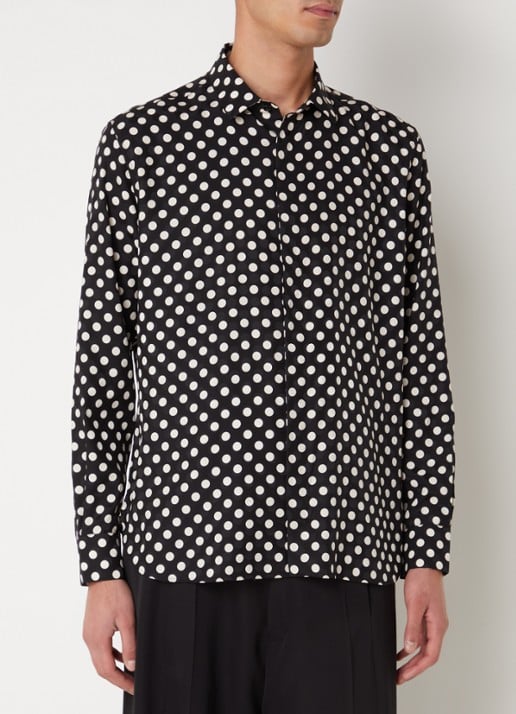 Saint Laurent Chemise regular fit overhemd van zijde met stippenprint  - detail 2 zwart