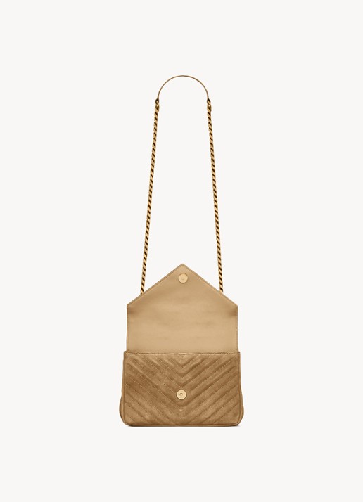 Saint Laurent College Medium crossbodytas van kalfssuède - detail 5 beige