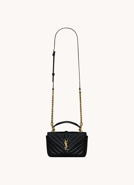 Saint Laurent College Mini handtas van kalfsleer - voorkant 6 zwart