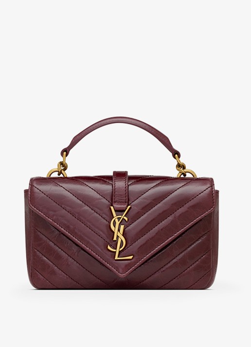 Saint Laurent College Mini handtas van kalfsleer - detail 3 bordeauxrood